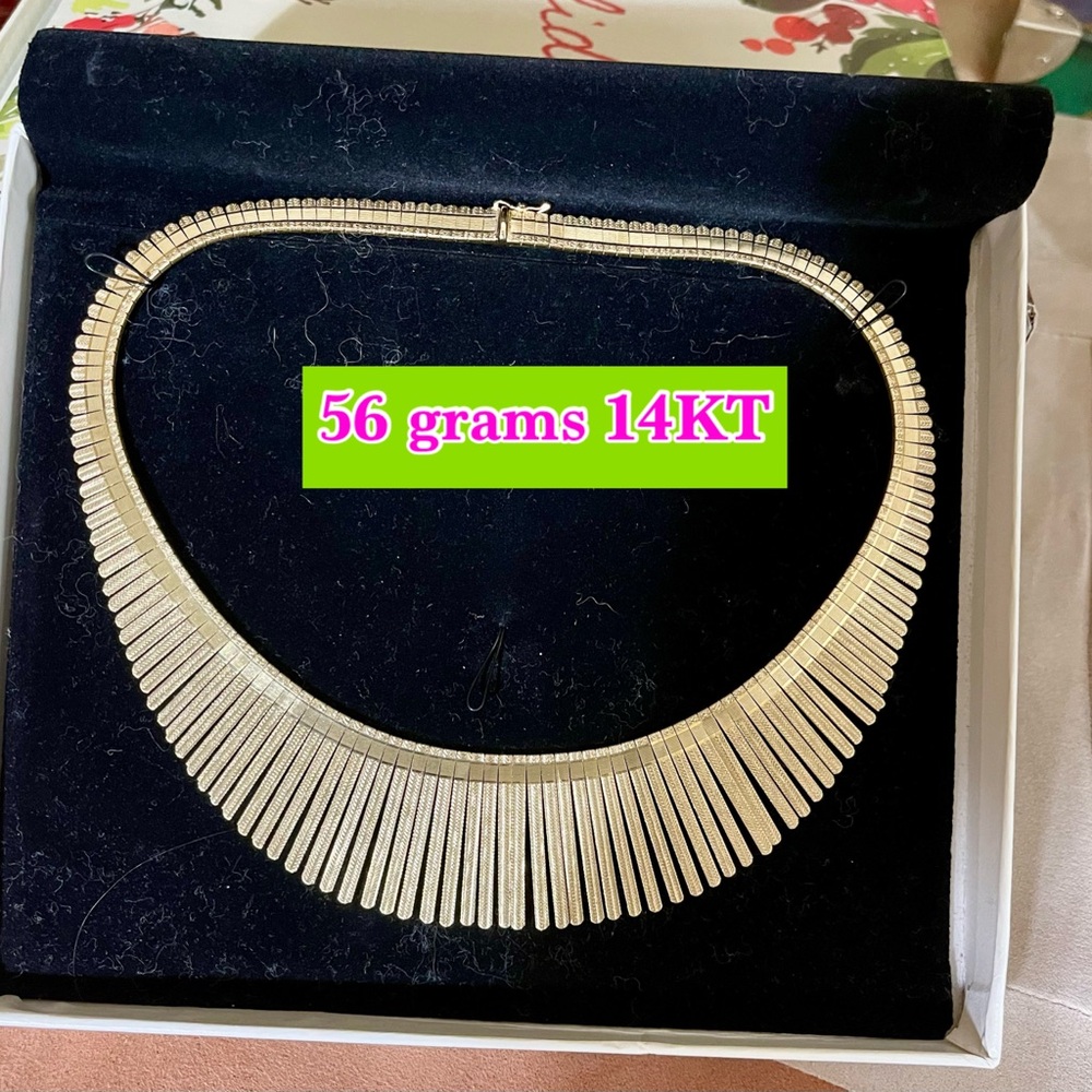 Gold Fringe Collar Necklace with Dramatic Design